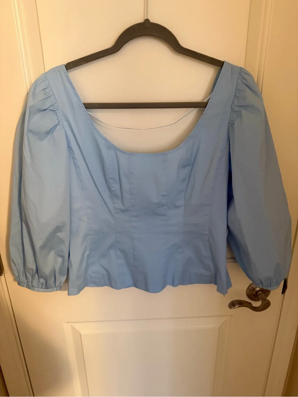 NWT STAUD Light Blue Puff-Sleeve Blouse